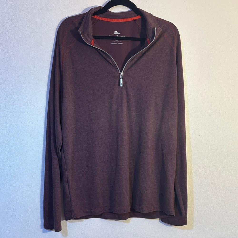 Make offer Tommy Bahama Men's large Burgundy Zip-Up long sleeve shirt